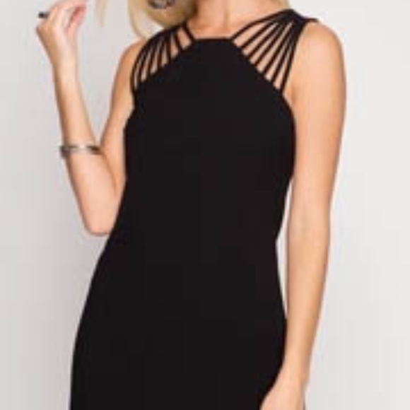 Gray Blue Strappy  Shoulder Sheath Dress - Picture 2 of 5